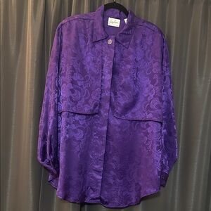 Jaclyn Smith Rich Purple Patterned Shirt
